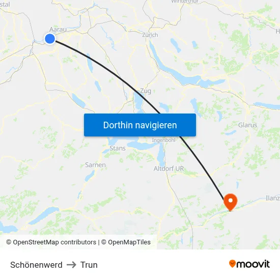 Schönenwerd to Trun map