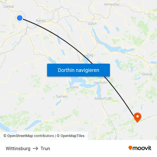 Wittinsburg to Trun map