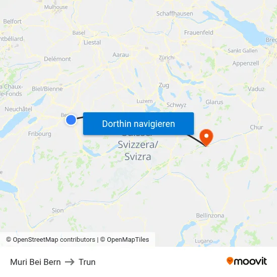 Muri Bei Bern to Trun map