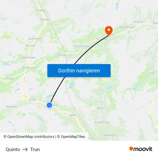 Quinto to Trun map