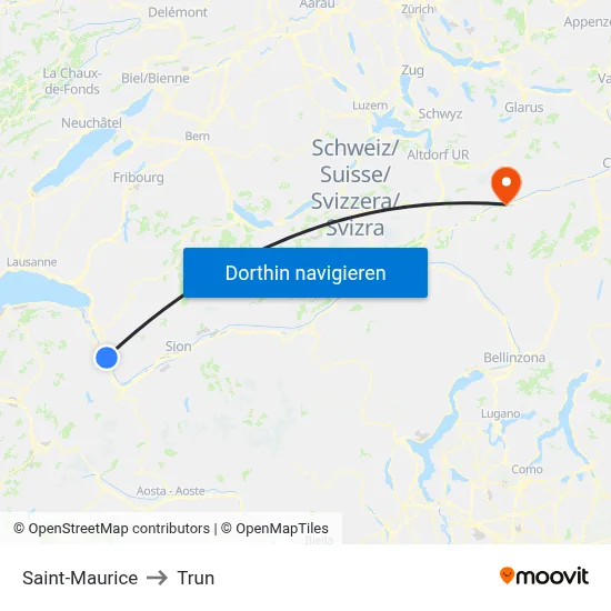 Saint-Maurice to Trun map