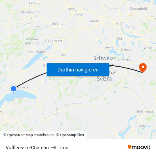 Vufflens-Le-Château to Trun map
