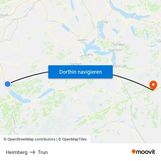 Heimberg to Trun map