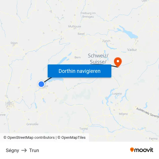 Ségny to Trun map