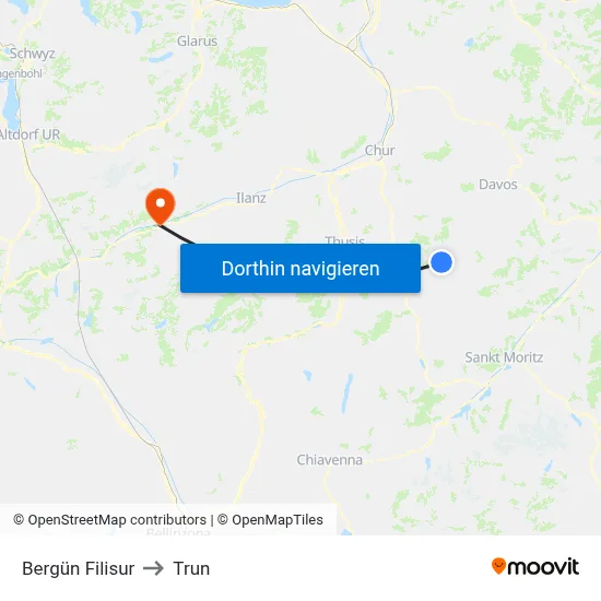 Bergün Filisur to Trun map