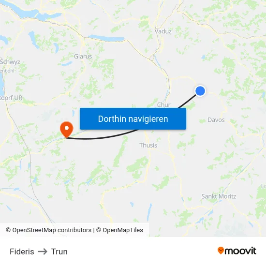 Fideris to Trun map