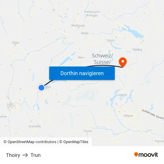 Thoiry to Trun map