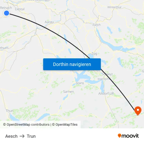 Aesch to Trun map