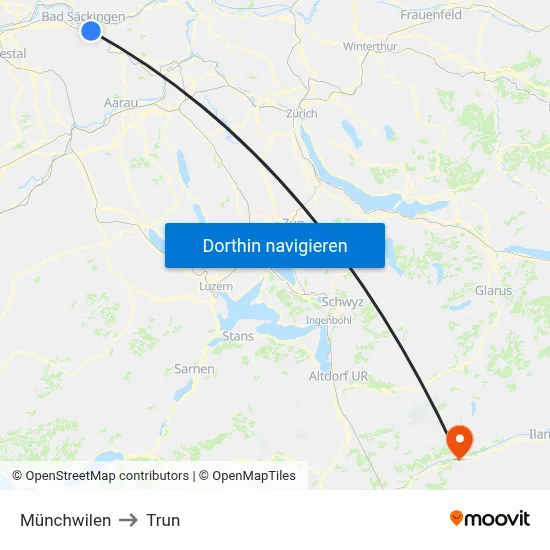 Münchwilen to Trun map