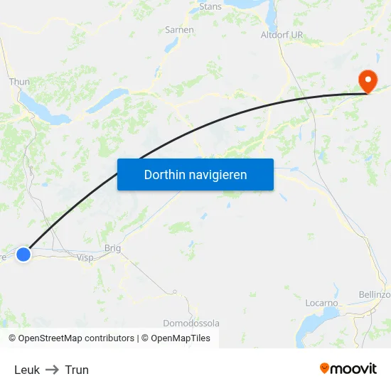 Leuk to Trun map