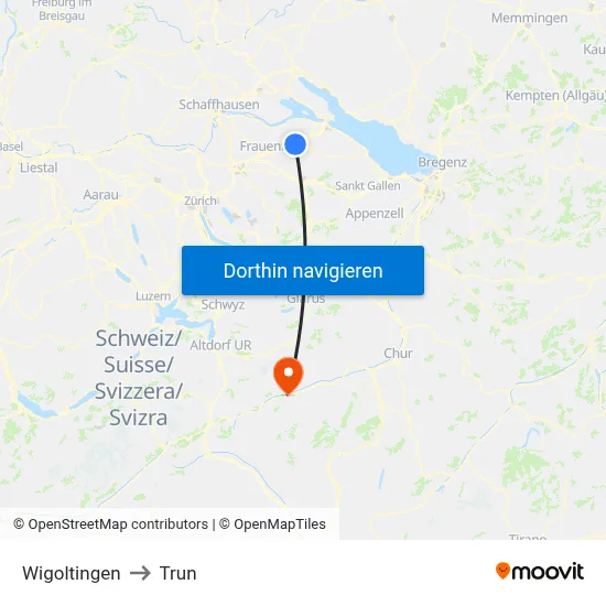 Wigoltingen to Trun map