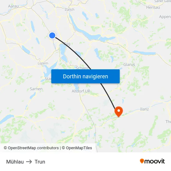 Mühlau to Trun map