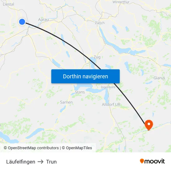 Läufelfingen to Trun map