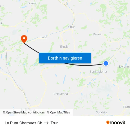 La Punt Chamues-Ch to Trun map