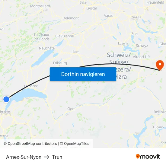 Arnex-Sur-Nyon to Trun map