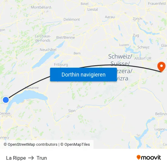 La Rippe to Trun map