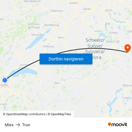 Mies to Trun map
