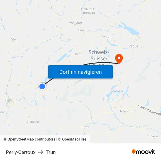 Perly-Certoux to Trun map
