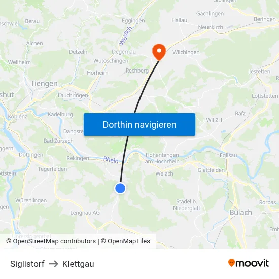 Siglistorf to Klettgau map