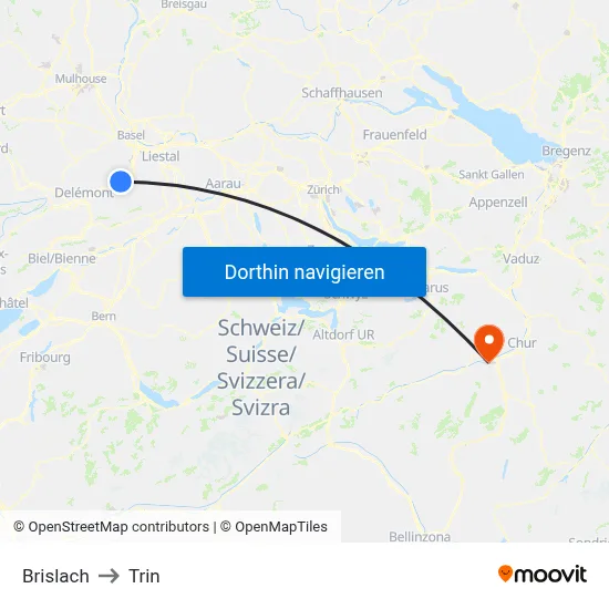 Brislach to Trin map