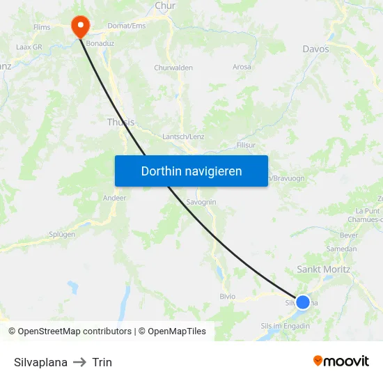 Silvaplana to Trin map