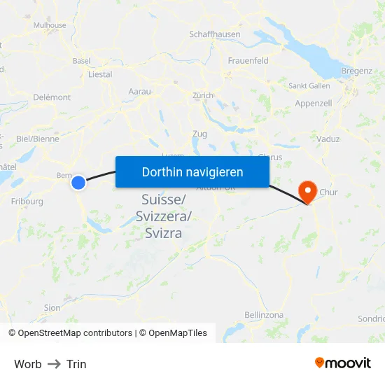 Worb to Trin map