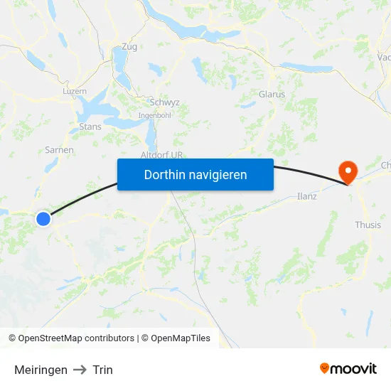Meiringen to Trin map