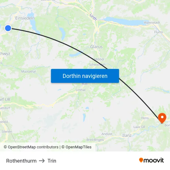 Rothenthurm to Trin map