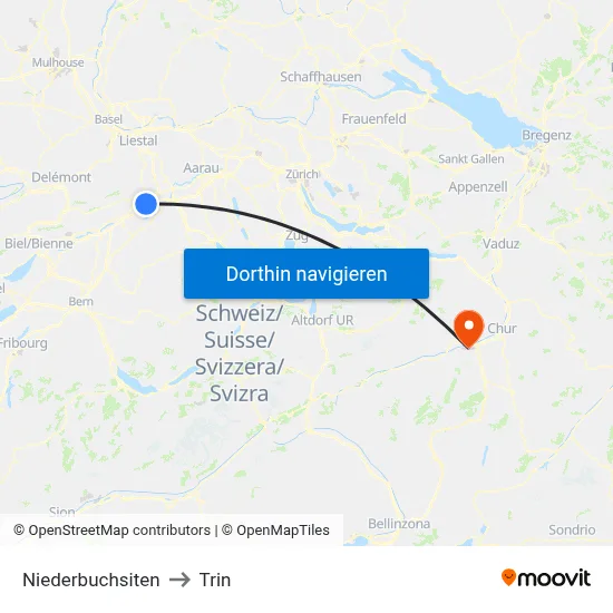 Niederbuchsiten to Trin map