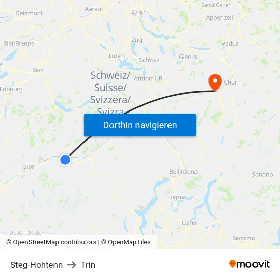 Steg-Hohtenn to Trin map