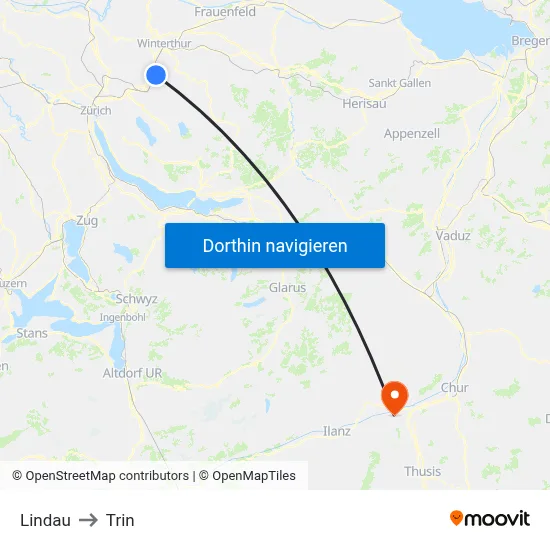 Lindau to Trin map