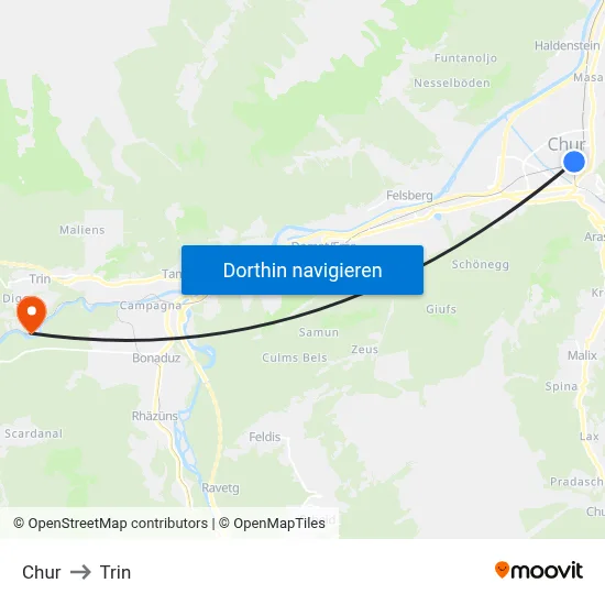 Chur to Trin map