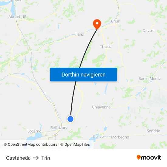 Castaneda to Trin map
