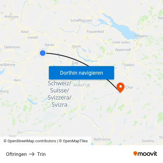 Oftringen to Trin map
