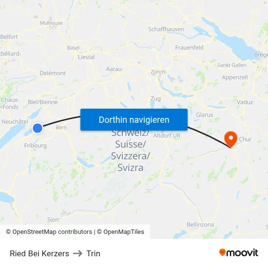 Ried Bei Kerzers to Trin map