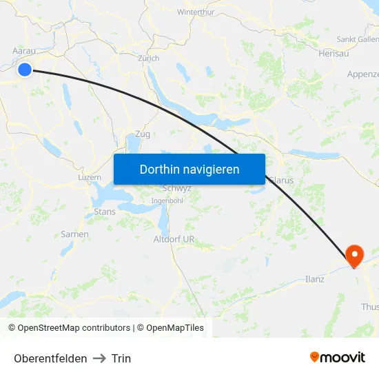 Oberentfelden to Trin map