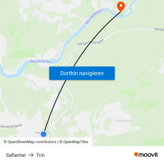 Safiental to Trin map