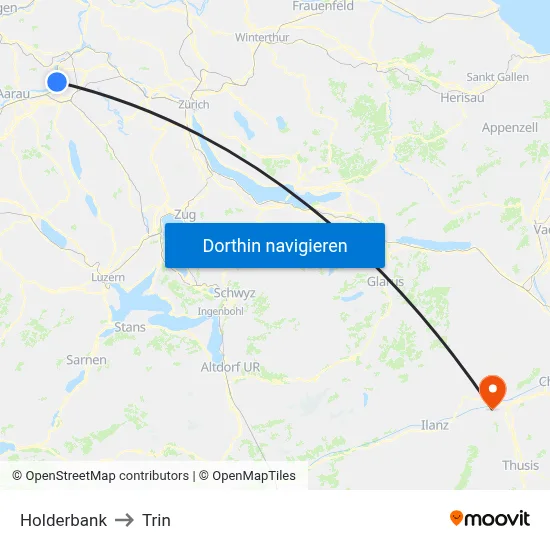 Holderbank to Trin map