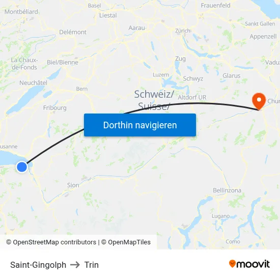 Saint-Gingolph to Trin map