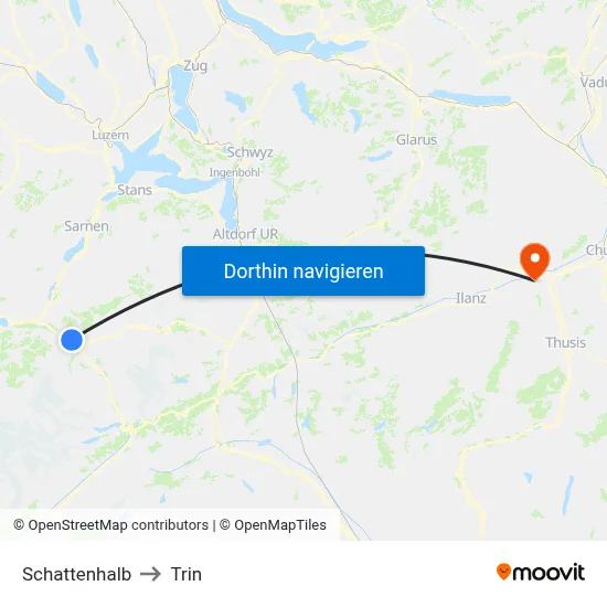Schattenhalb to Trin map