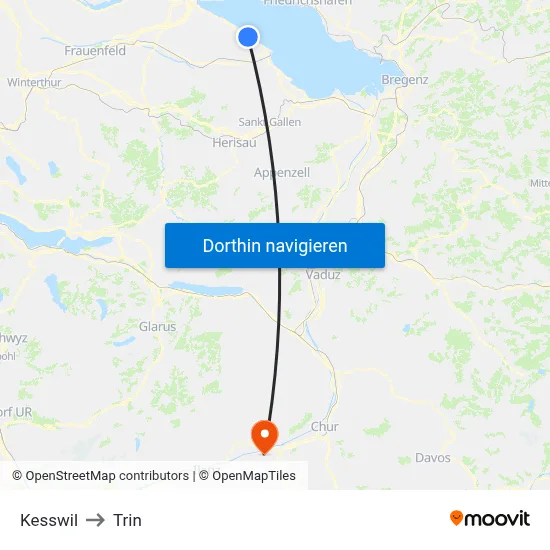 Kesswil to Trin map