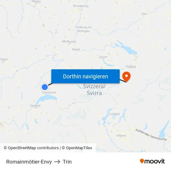 Romainmôtier-Envy to Trin map
