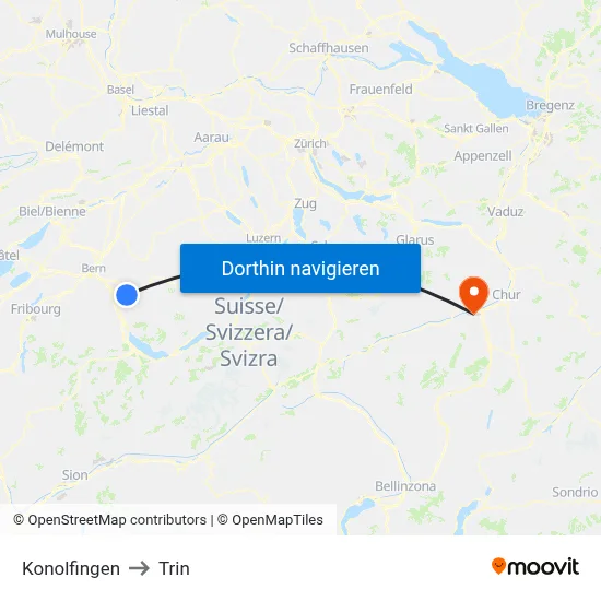 Konolfingen to Trin map
