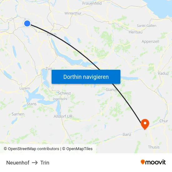 Neuenhof to Trin map