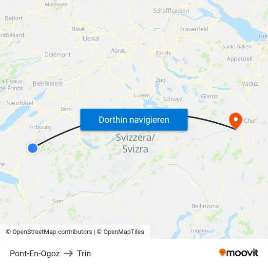 Pont-En-Ogoz to Trin map