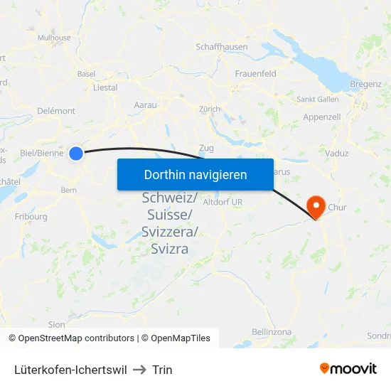 Lüterkofen-Ichertswil to Trin map