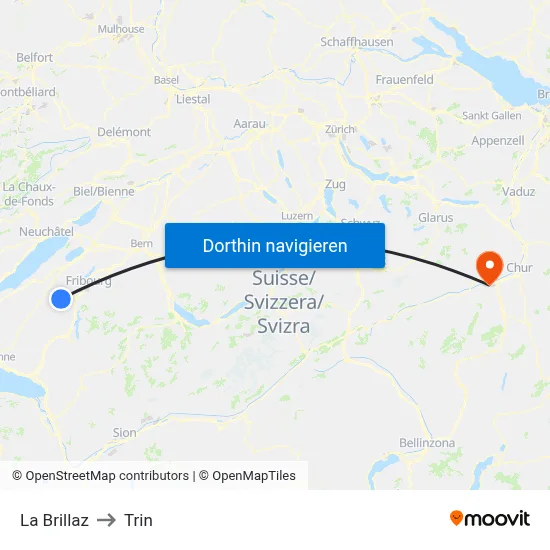 La Brillaz to Trin map