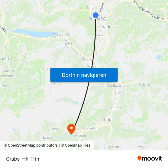 Grabs to Trin map