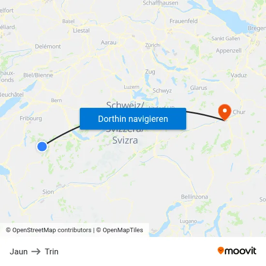 Jaun to Trin map