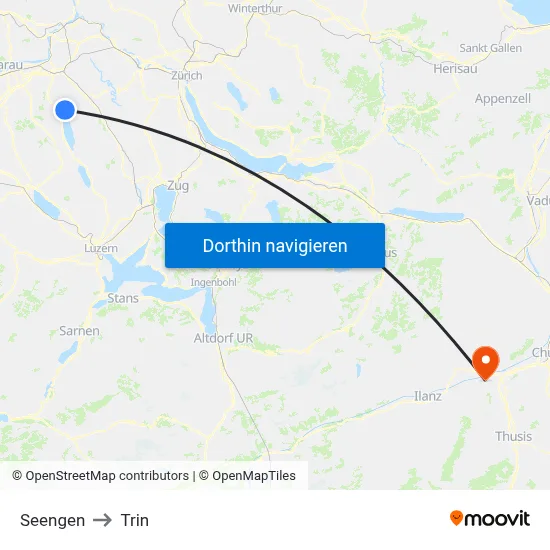 Seengen to Trin map